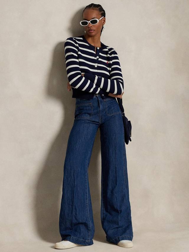 

Широкие джинсы из смеси хлопка и льна leaton Ralph Lauren, темно-синий