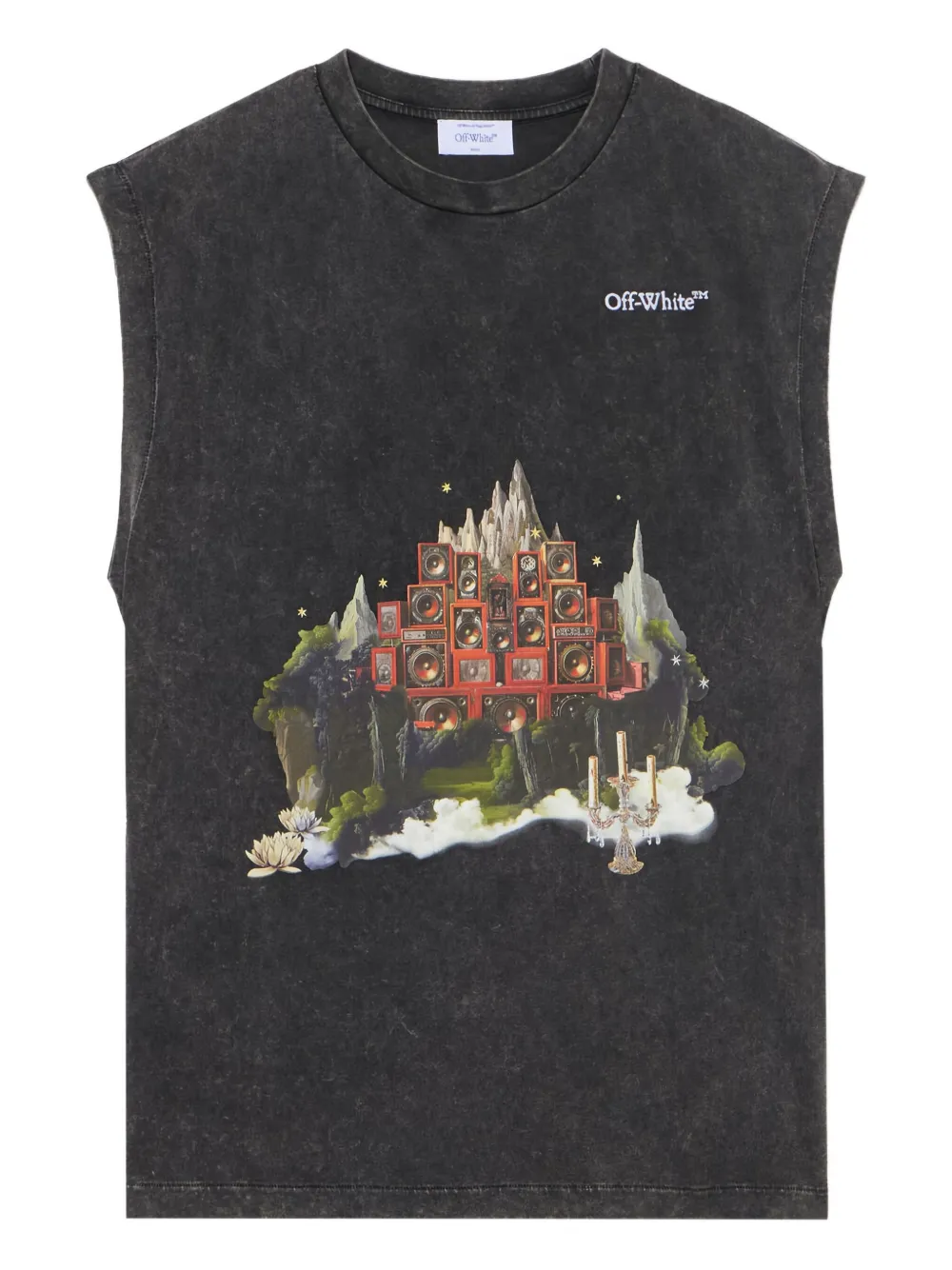 

Майка с принтом "пейзаж и стрелка" Off-White, серый