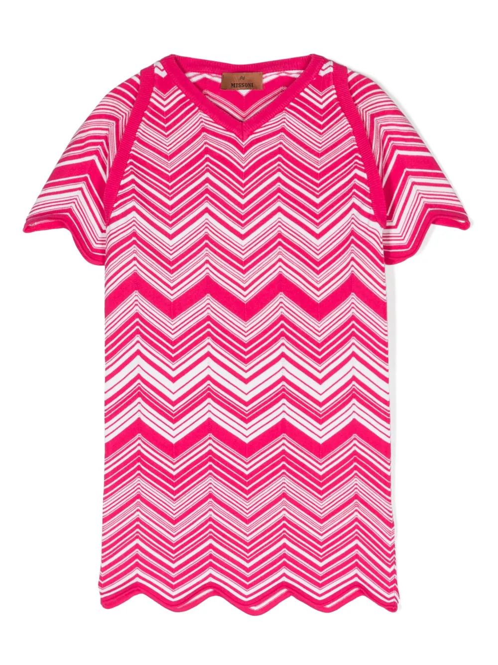 

Платье с рукавами реглан и узором зигзаг Missoni Kids, розовый