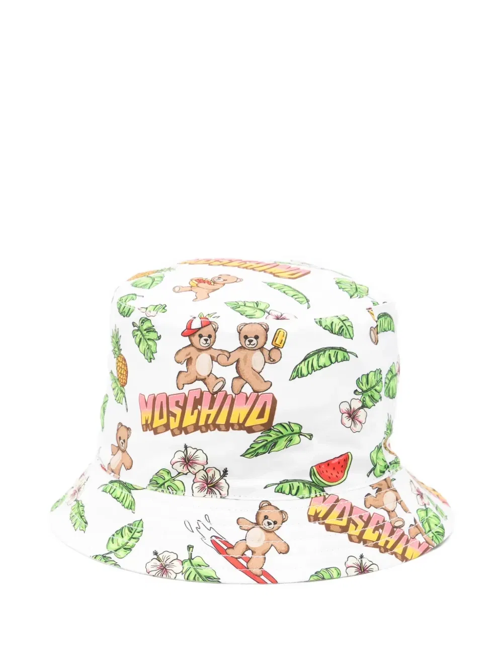 Панама с принтом в виде медвежонка Moschino Kids, белый