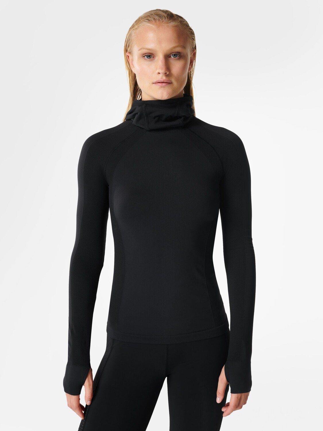 

Топ с длинными рукавами и капюшоном Sweaty Betty Athlete, черный