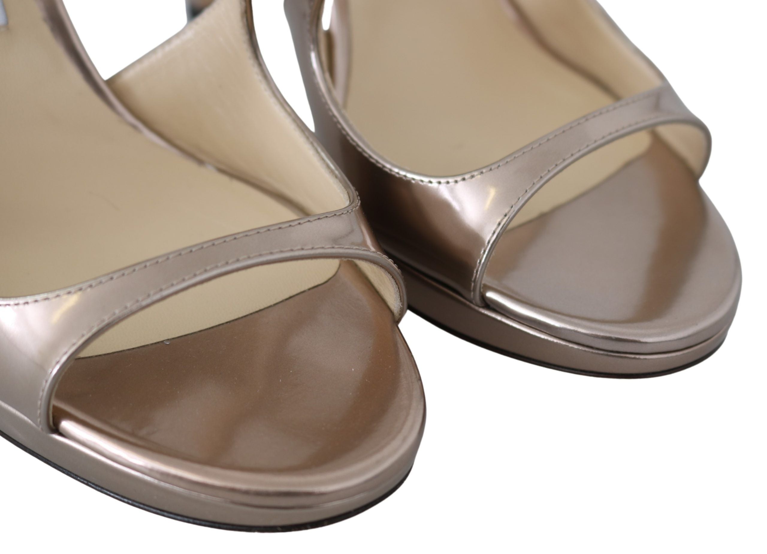 Джимми Чу Балетно-розовые Жидкое зеркало Кожа Женские сандалии Jimmy Choo — фото 3