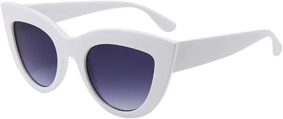 

Ретро-солнцезащитные очки «кошачий глаз» для женщин, защита от УФ-излучения UV400, металлический дизайн, градиентное зеркальное покрытие TOIPASTN, White Grey