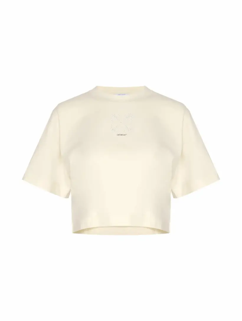 

Укороченная футболка с логотипом Off-White, бежевый