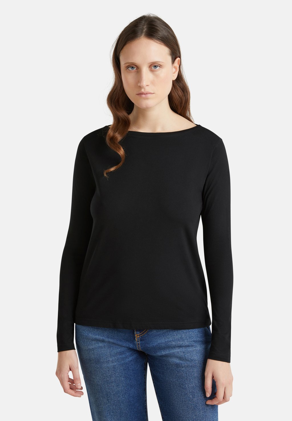 

Топ с длинными рукавами WITH BOAT NECK United Colors of Benetton, черный