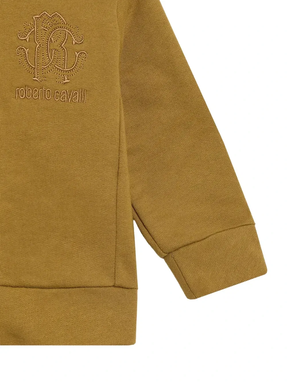 Худи на молнии с вышитым логотипом Roberto Cavalli Junior, коричневый — фото 4