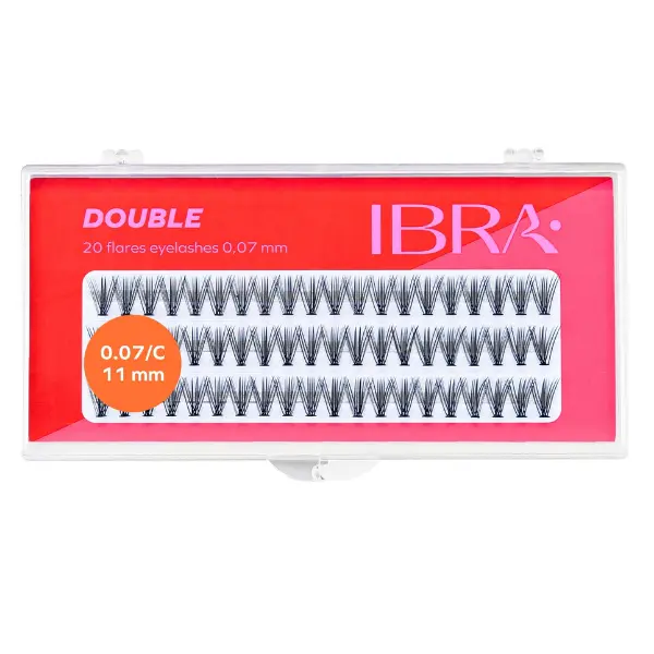 

Пучки ресниц 11 мм, 60 шт./1 упаковка. Ibra Makeup Double