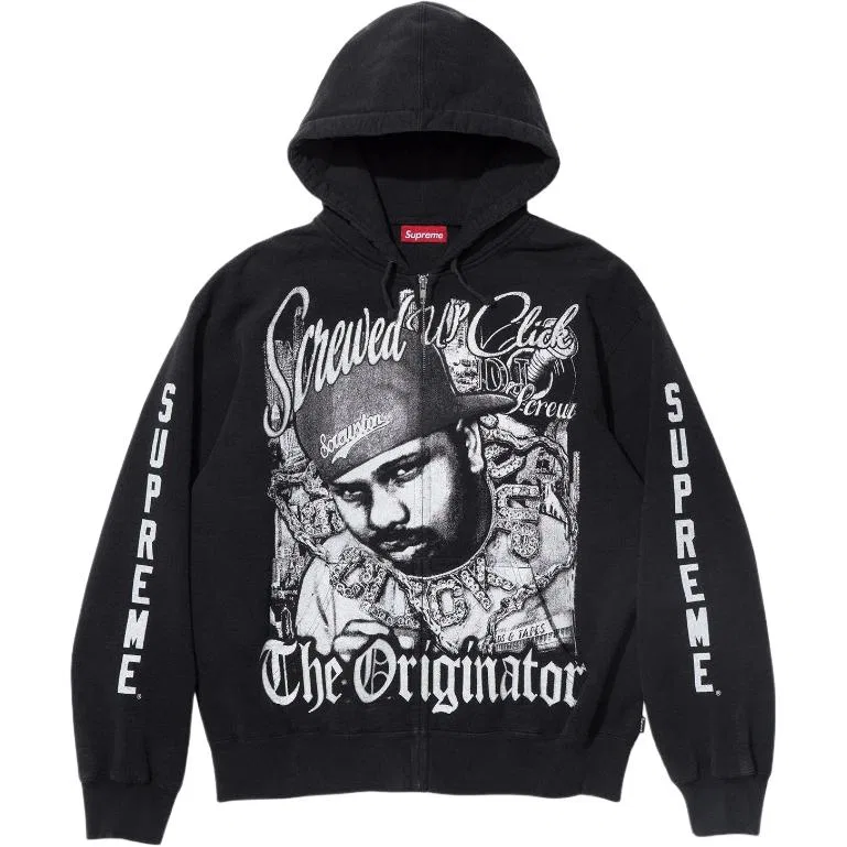 Толстовка на молнии с капюшоном x DJ Screw SS26 WEEK6 унисекс Supreme, Black