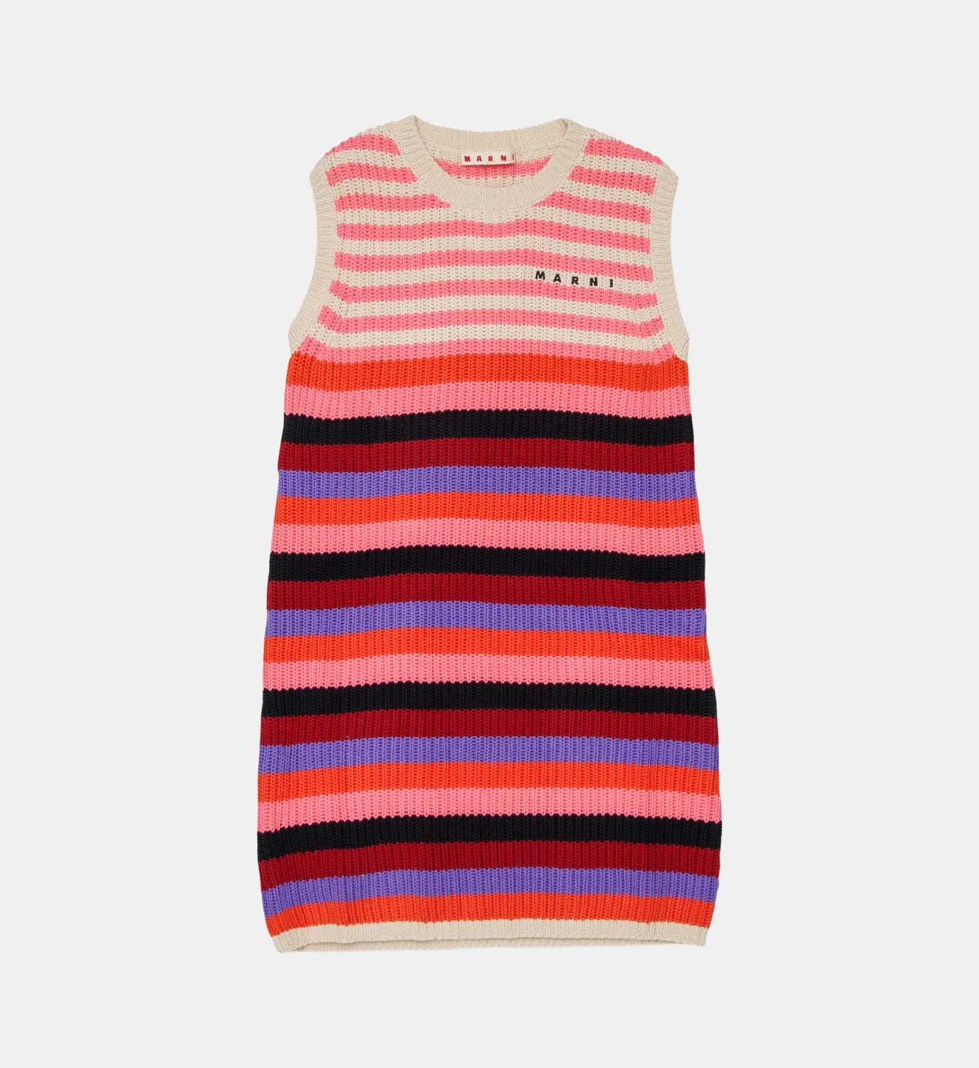 Платье в полоску с логотипом Marni, розовый