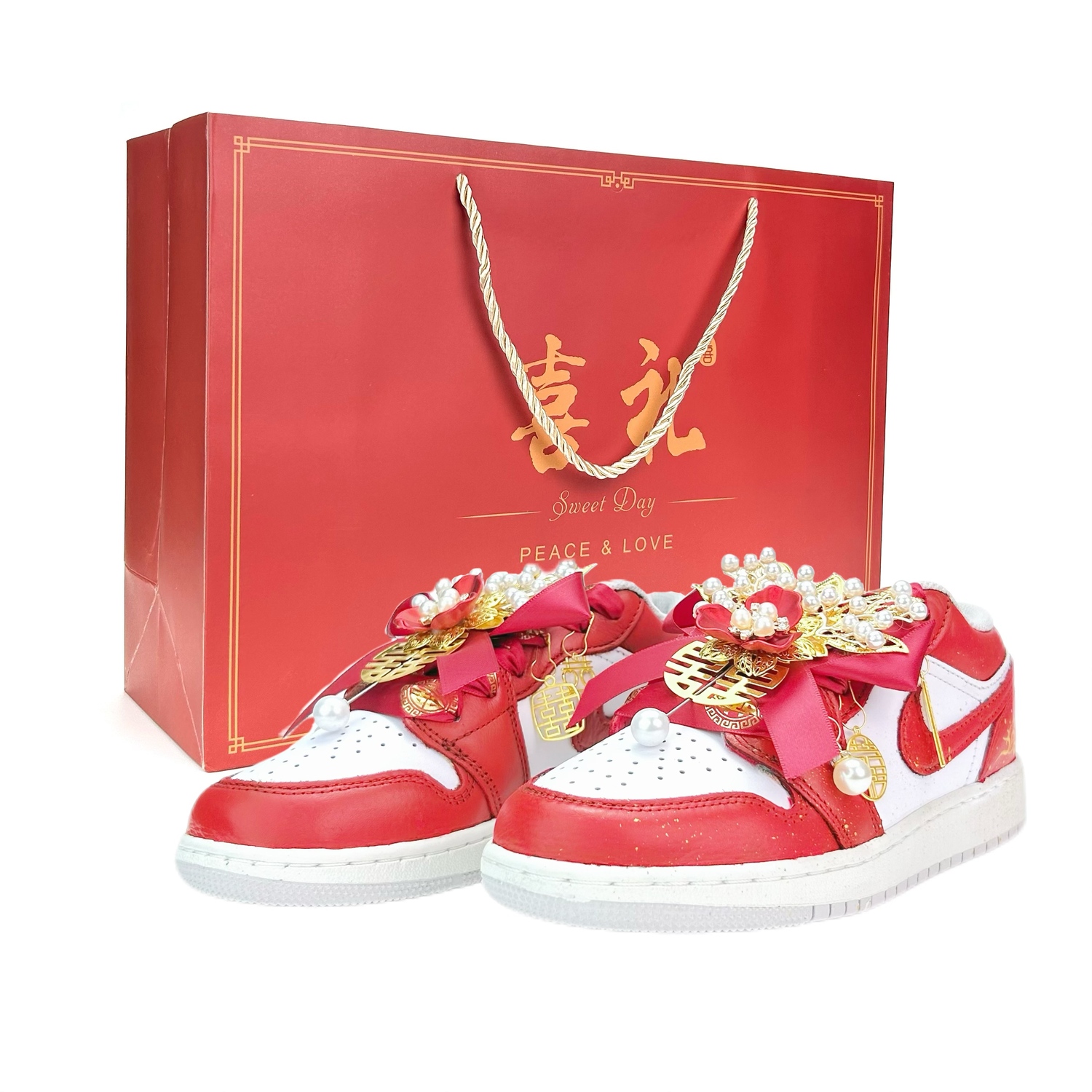 

Jordan Кроссовки Air 1 Heaven's Perfect Match износостойкие низкие винтажные баскетбольные Unisex Red