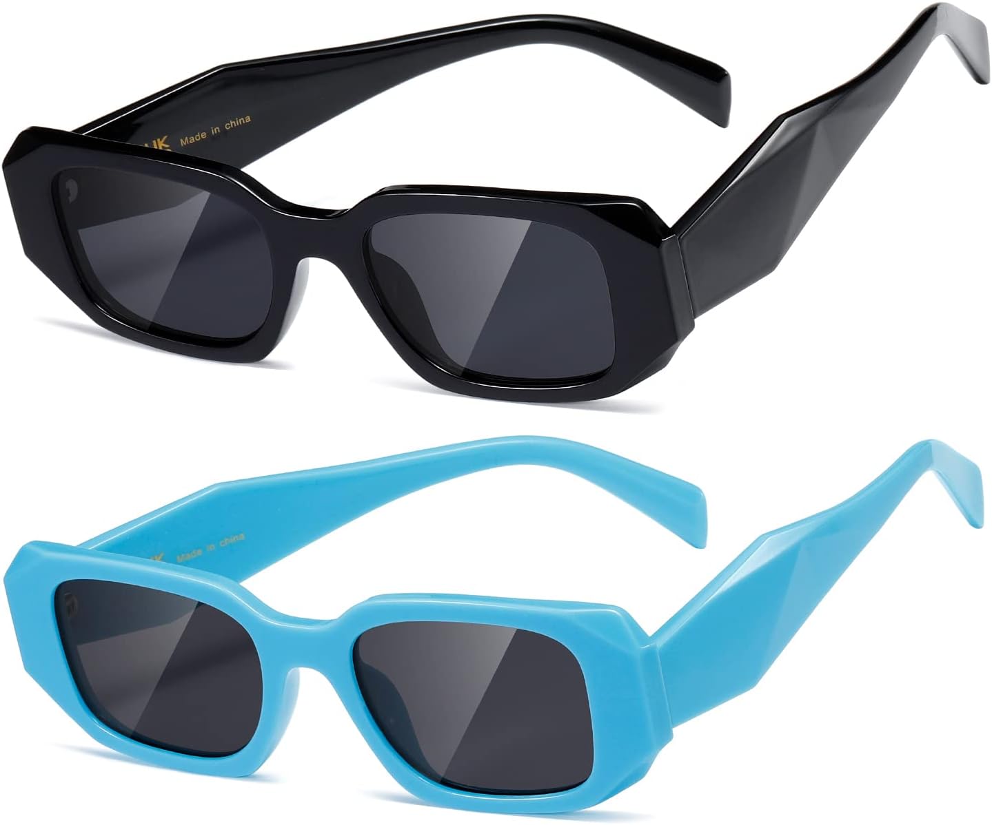 

Солнцезащитные очки Kimorn прямоугольной формы для женщин и мужчин, модные ретро-очки в стиле 90-х, винтажные, квадратная оправа, модель K1307 (черная + синяя оправа, серые линзы), Black+blue Frame Grey Lens