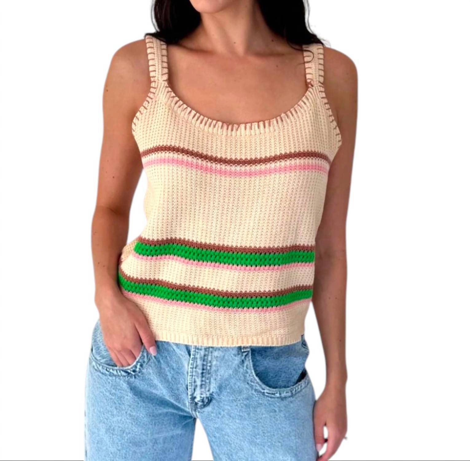 

Полосатая майка Mila Crochet Light Brown WISHLIST