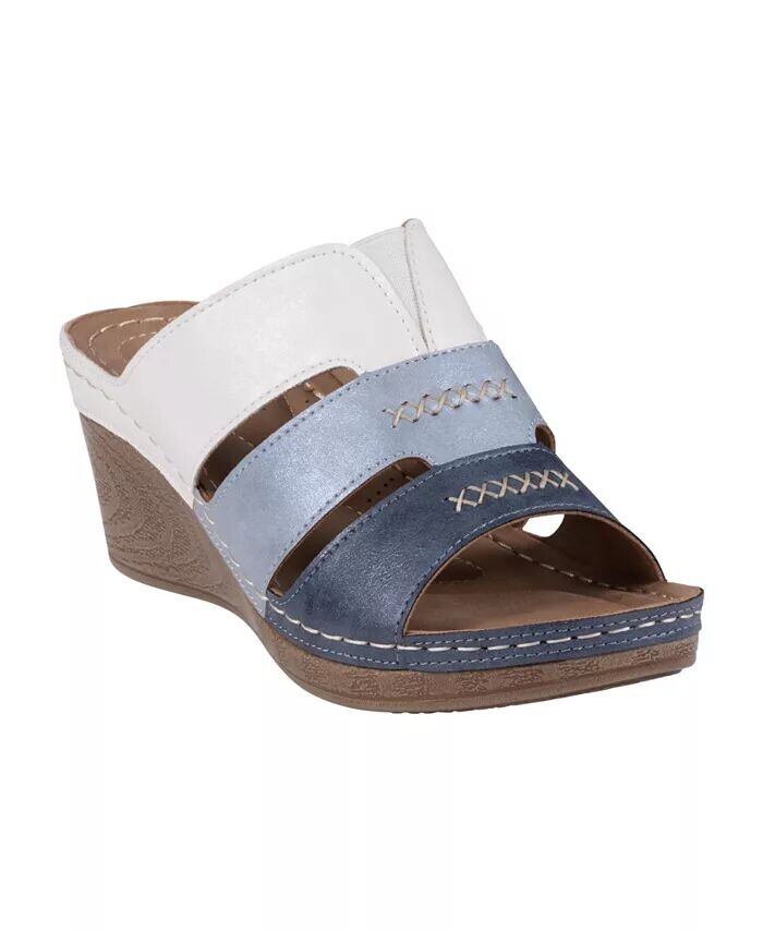 

Женские босоножки на танкетке Delores с тройными ремешками GC Shoes, мультиколор
