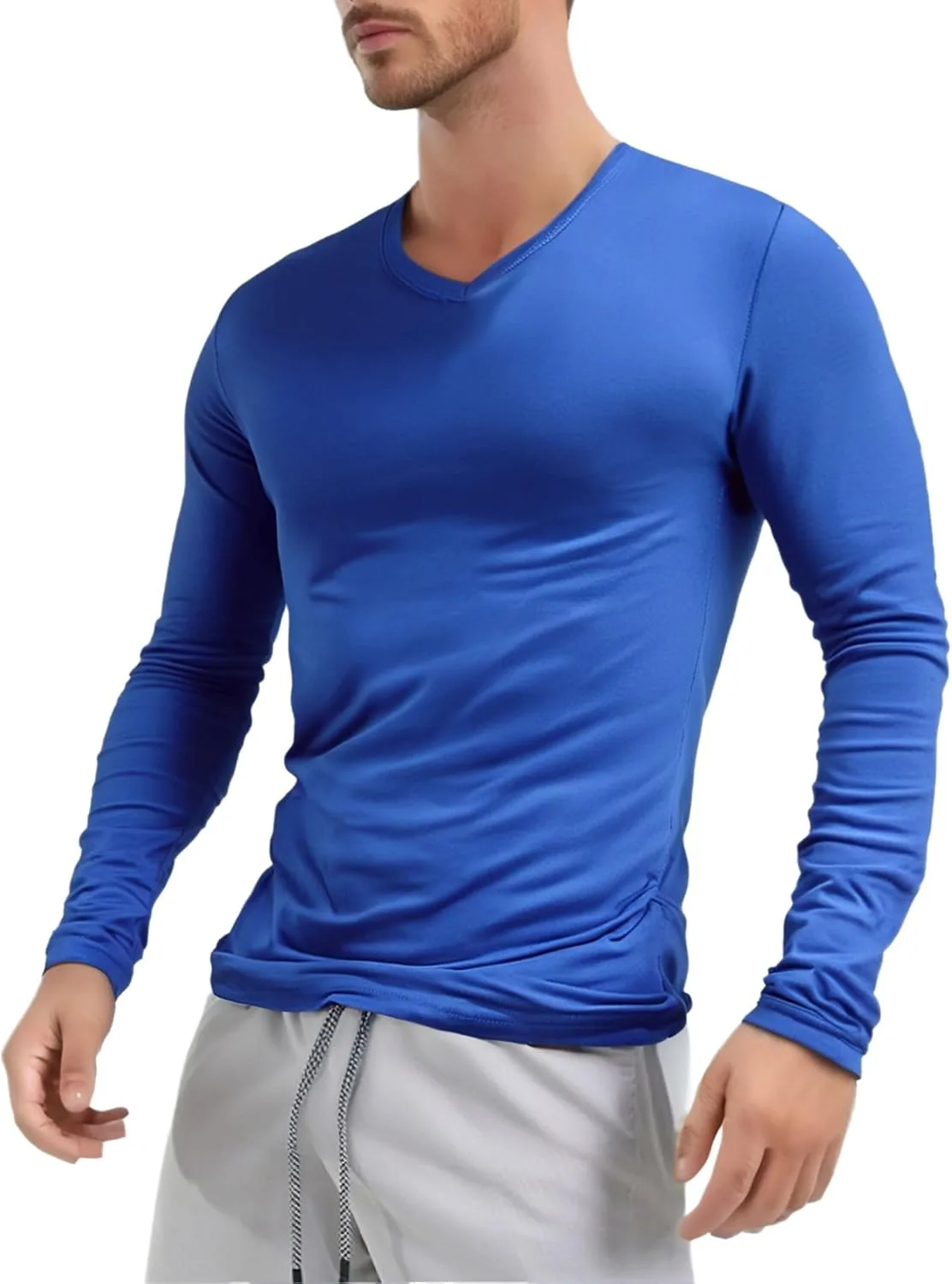 

Мужская футболка XUNZOO V-образный вырез длинный рукав