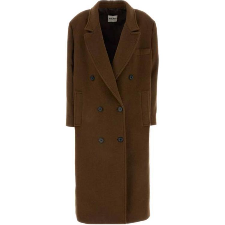 

Двубортное пальто с длинными рукавами MIU MIU, коричневый