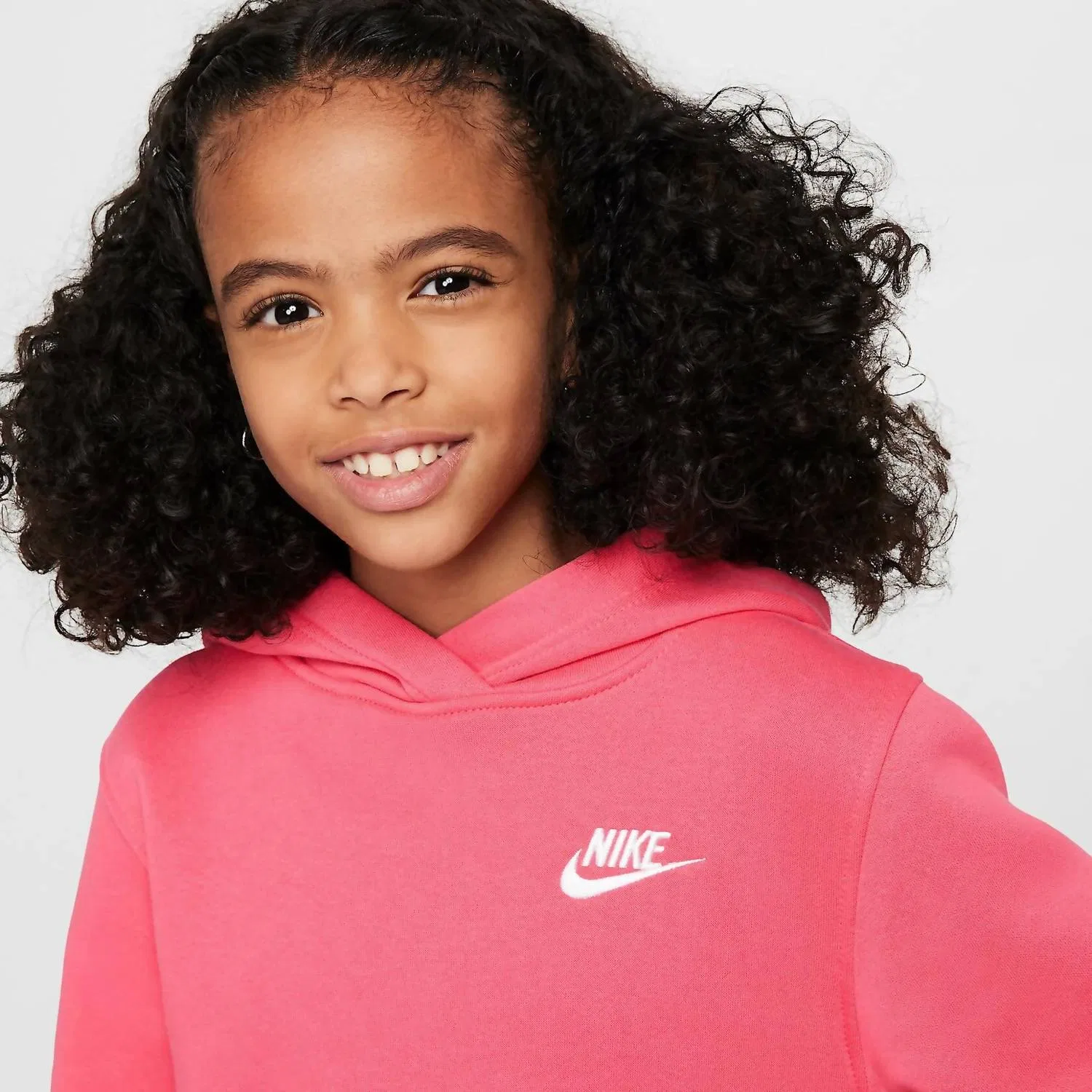 Nike Толстовка с капюшоном из флиса Sportswear Club, цвет розовый/белый — фото 2