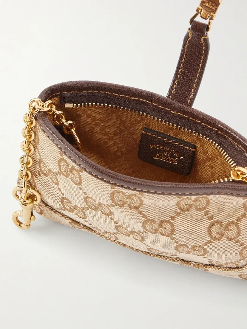 Кошелек Jackie из жаккардовой парусины с кожаной отделкой GUCCI, бежевый — фото 4
