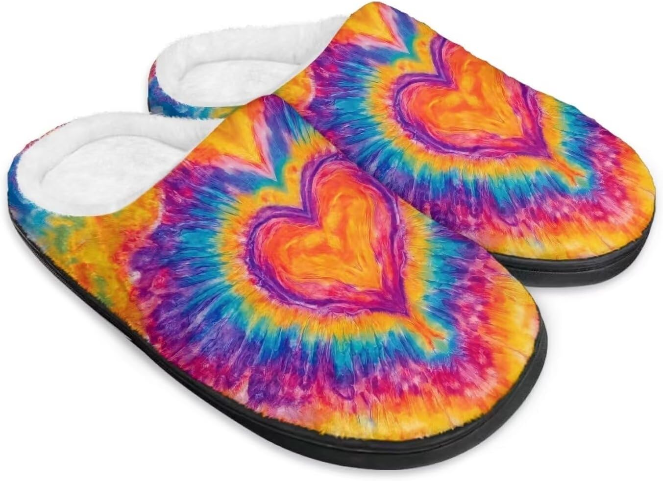

Домашние тапочки с принтом для женщин и мужчин, зимние теплые плюшевые тапочки с нескользящей подошвой для дома и улицы Noprintge, Tie Dye