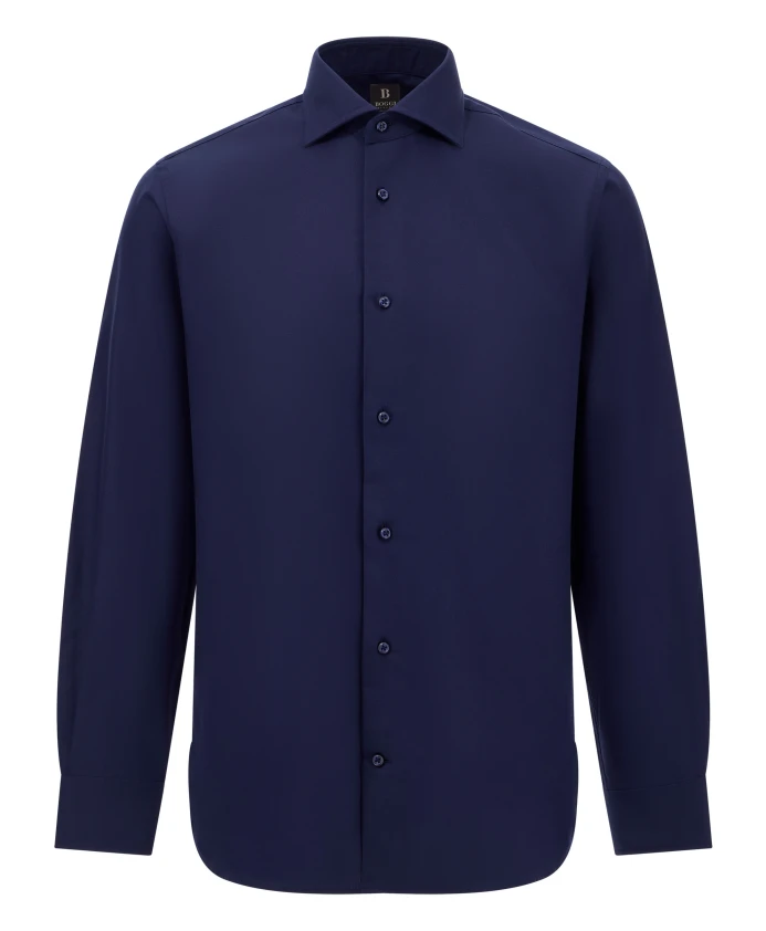 

Рубашка с воротником «Виндзор» из саржи, приталенного кроя. Boggi Milano, синий
