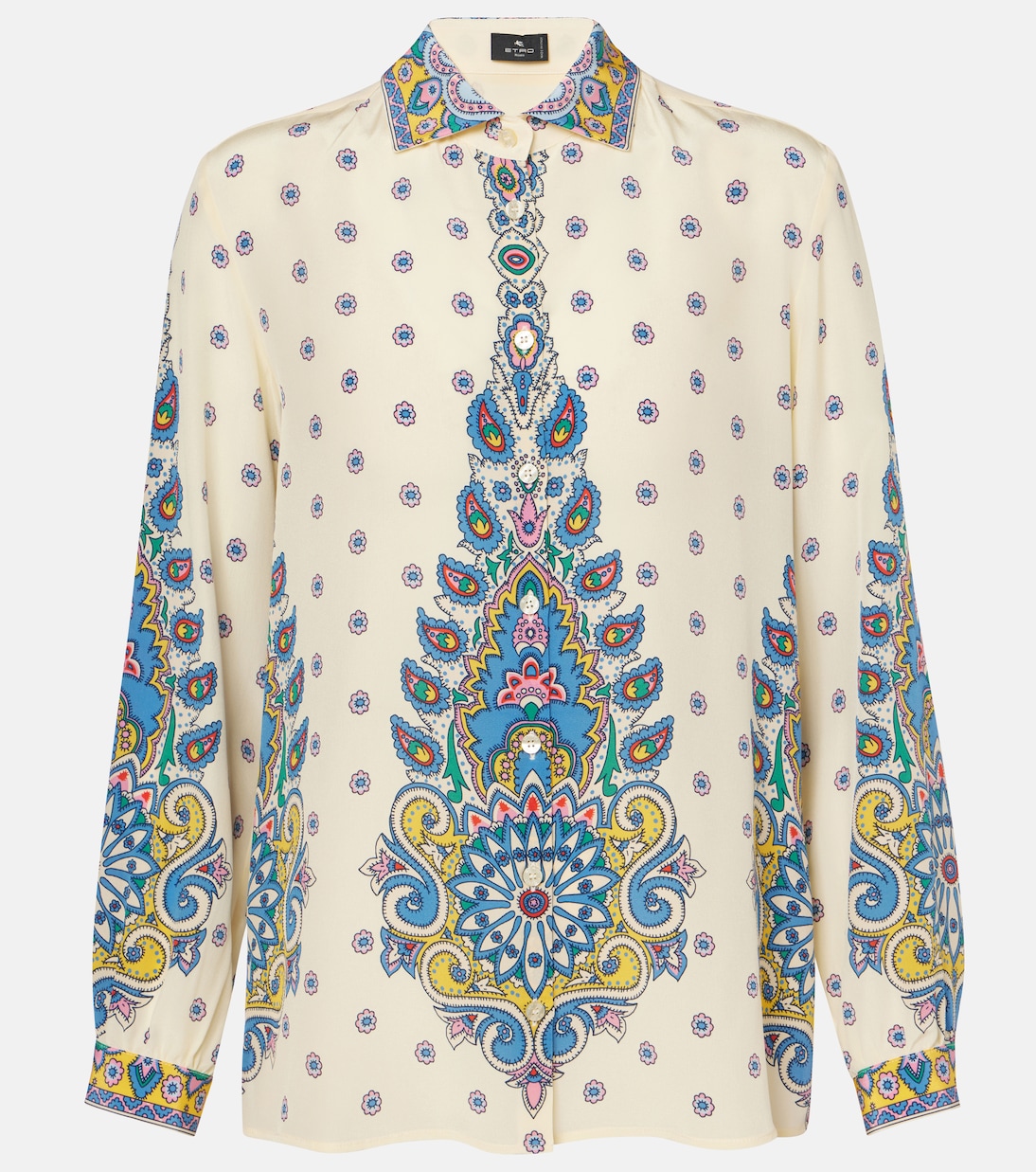

Шелковая рубашка с принтом Etro, Print On White Base
