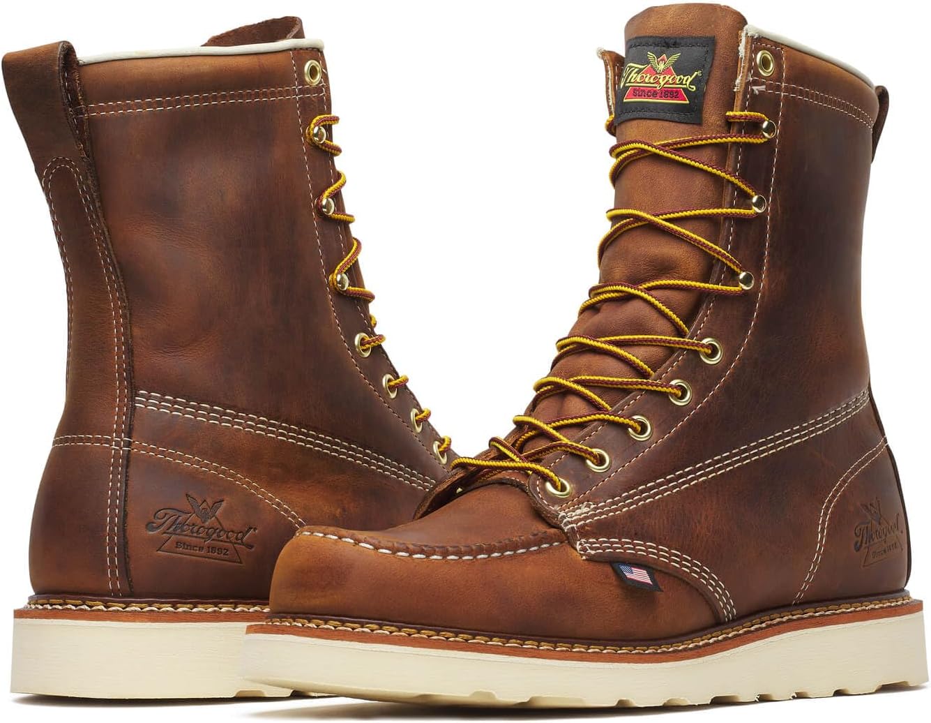 

Мужские ботинки Thorogood American Heritage с мыском-мок, 20 см, из кожи высокого качества, с мягким носком, противоскользящей подошвой на клиновидном каблуке и комфортной стелькой; соответствует стандарту EH, Trail Crazy Horse