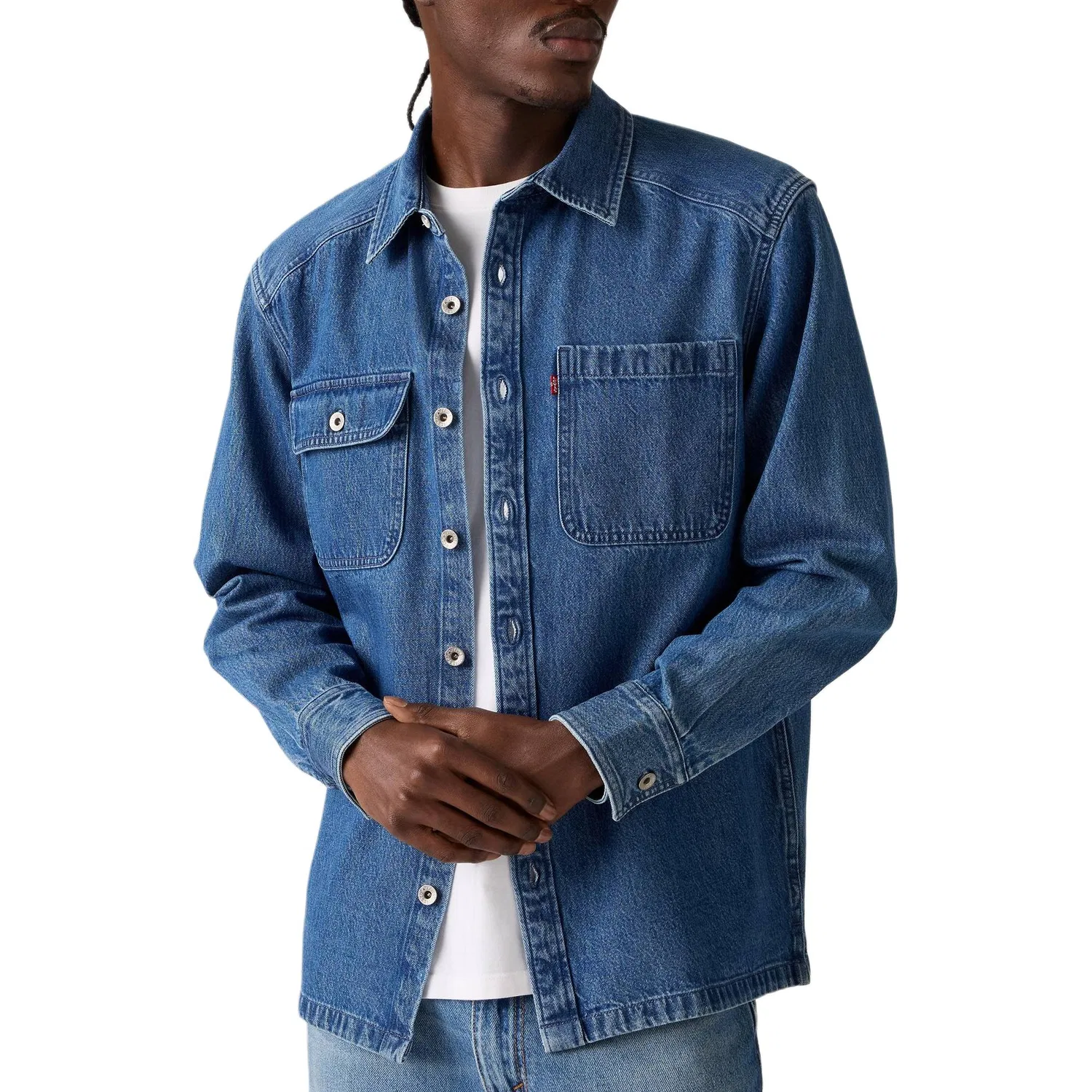 Рубашка мужская, medium, washed, лацкан, деним Levis, Medium Washed — фото 3