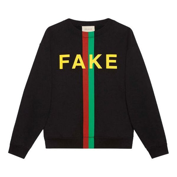 

Свитер 'fake/not' print cotton jersey sweatshirt 'black' Gucci, черный