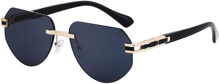 

Классические геометрические солнцезащитные очки без оправы для женщин и мужчин, роскошные солнцезащитные очки, модные тренды, металлическая оправа LVTFCO, C1blackgoldgray