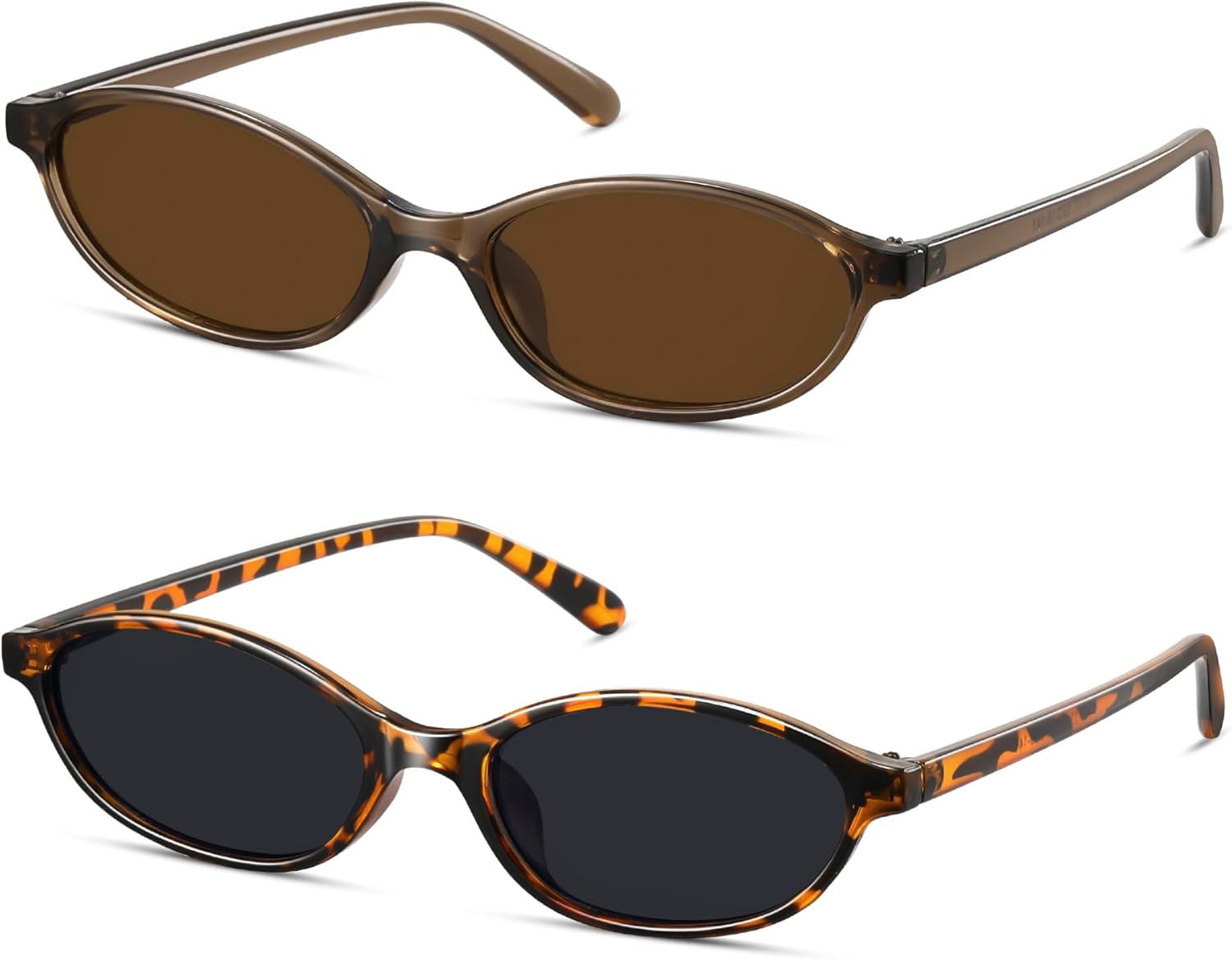 

Ретро-солнцезащитные очки овальной формы для женщин, маленькие очки «кошачий глаз», модные женские узкие очки в стиле Y2K с защитой от УФ-излучения UV400 CL009 Colrea, 2 Pack Tortoise/Black+brown/Brown