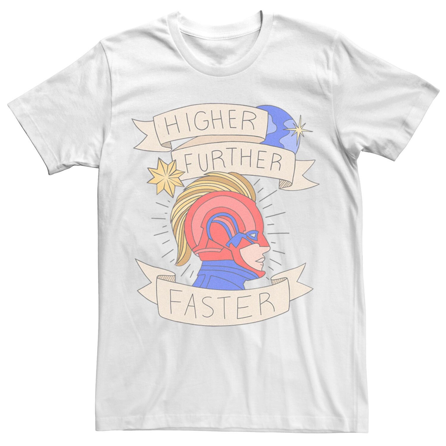 

Мужская футболка Captain Higher Better Faster Banner Marvel