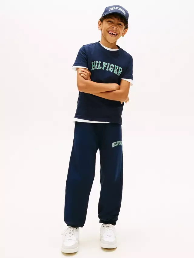 Детская футболка с коротким рукавом в стиле университетской формы Tommy Hilfiger, Blue — фото 2