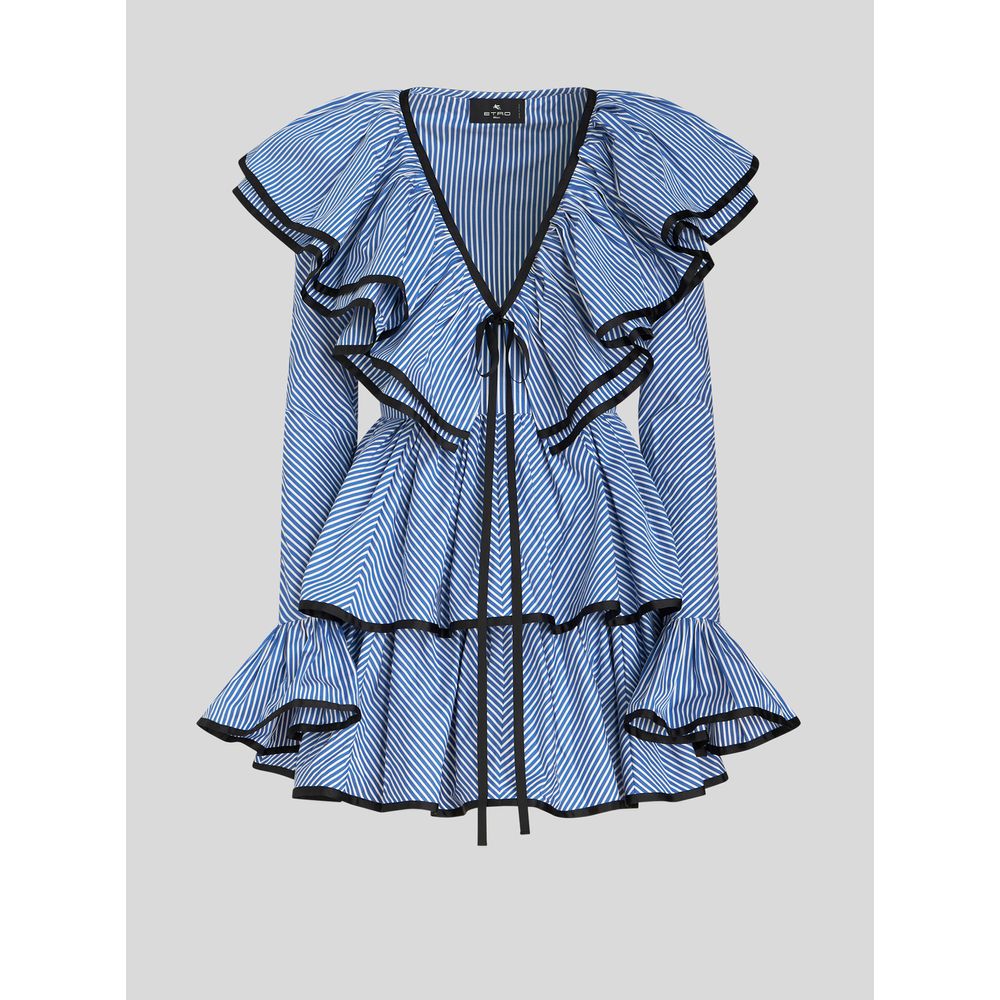 

МИНИ-ПЛАТЬЕ В ПОЛОСКУ С ОБОРКАМИ ETRO, синий