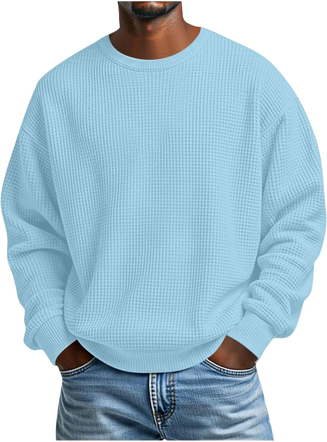 

Мужской свитер-пуловер с вафельной текстурой и резинкой