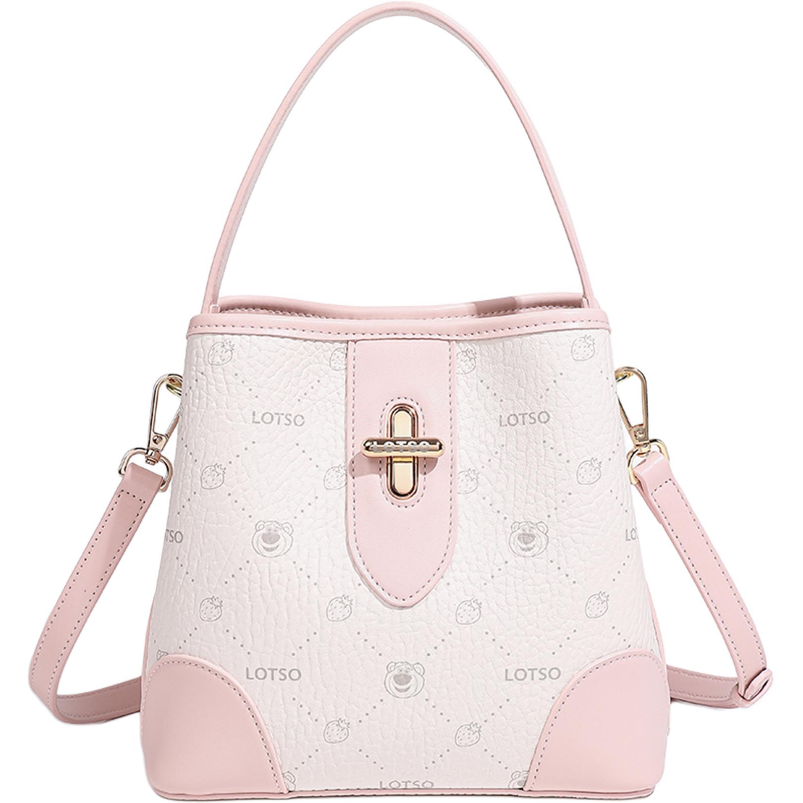 

Disney Кожаная сумка ведро в серии клубничного мишки, Cream White