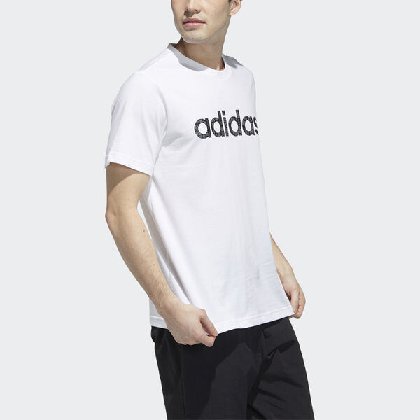 Футболка Men's adidas neo Logo Alphabet Printing Sports Short Sleeve White T-Shirt, мультиколор — фото 4