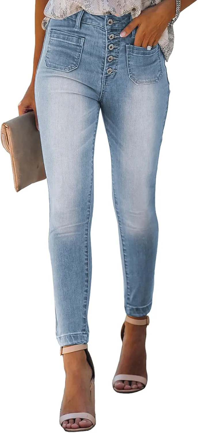 

ebossy женские классические джинсы скинни с высокой талией