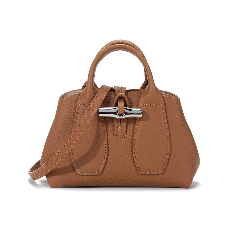 

LONGCHAMP Большая сумка из коровьей кожи Roseau, мини-сумка на одно плечо, женская, коричневого цвета