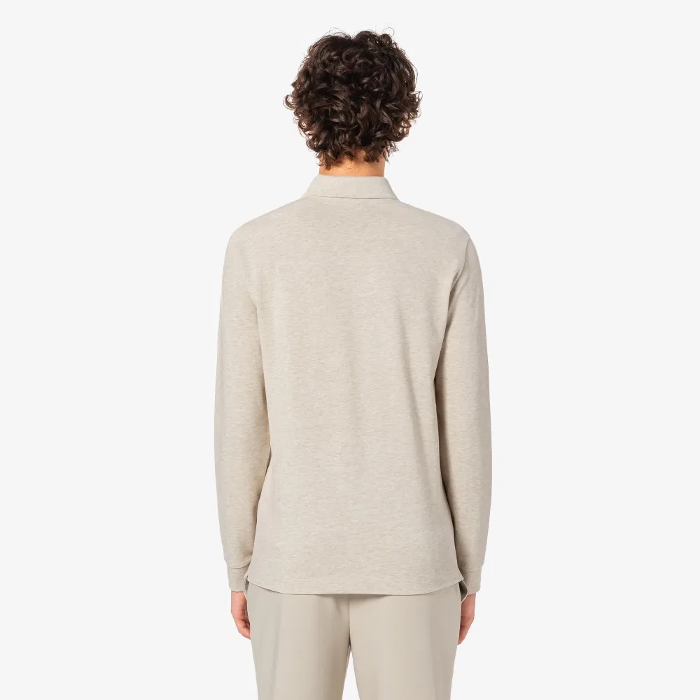 Мужская бежевая футболка-поло Paris с длинным рукавом от Lacoste — фото 3