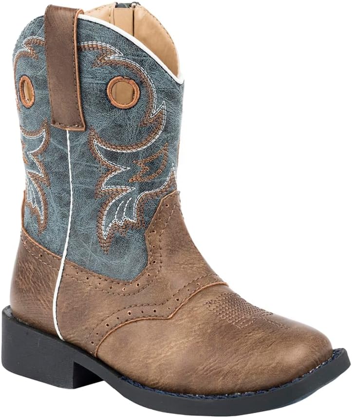 

Детские повседневные ботинки Roper для мальчиков Daniel с квадратным носком и вышивкой, средней высоты и цвета синий, коричневый