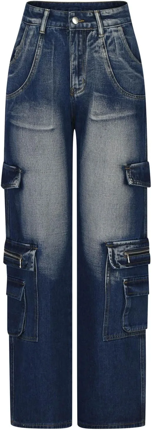 

Женские карго джинсы High Waisted Stretchy Wide Leg JOAU