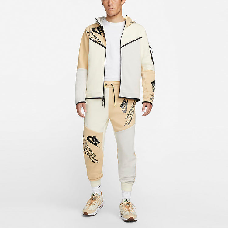 Худи Men's Nike Sportswear Tech Fleece Printing Full-Length Zipper Cardigan Jacket Light Bone DM6475-072 — фото 3