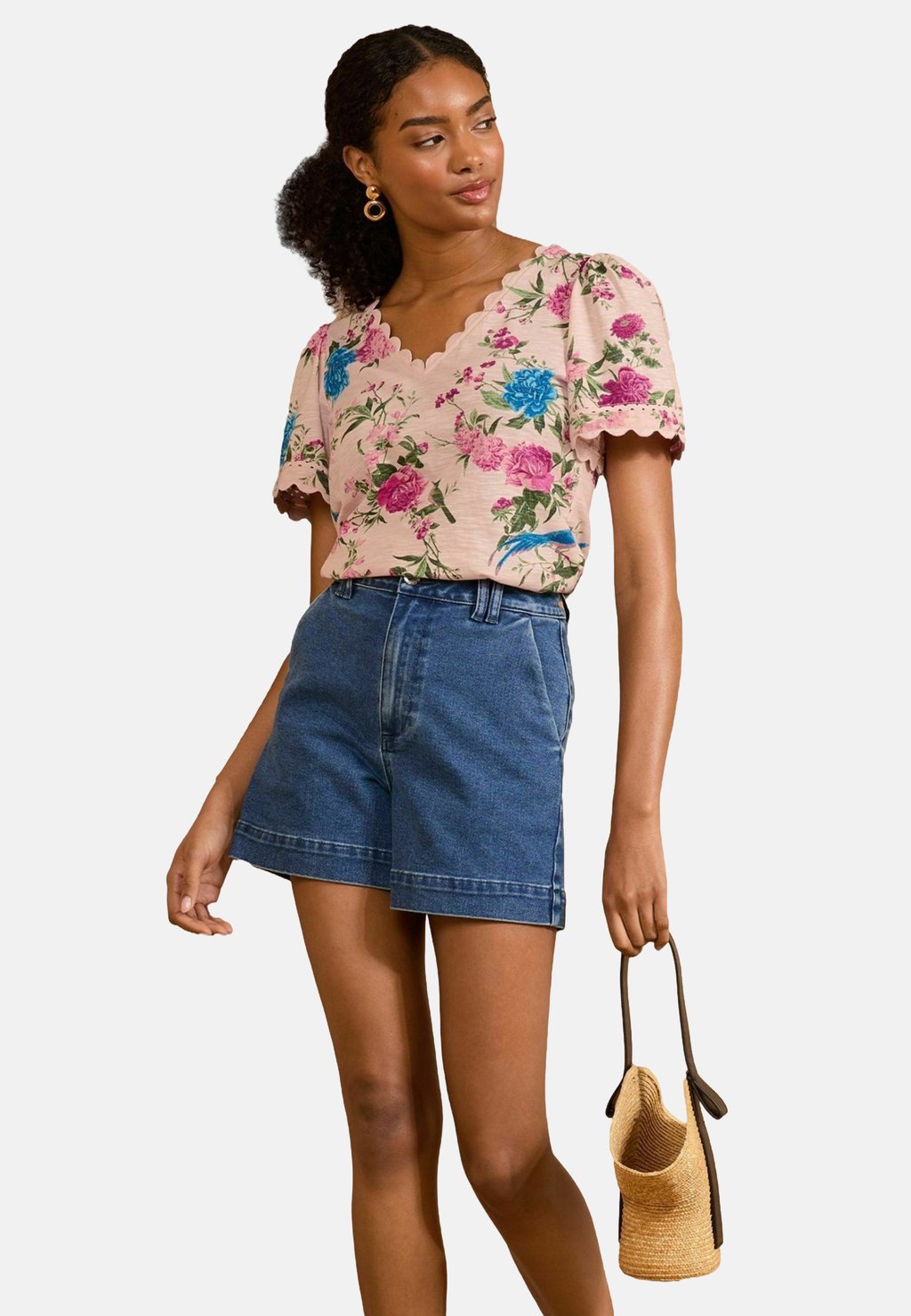 

Футболка с принтом REGULAR FIT V-NECK Love & Roses, розовый