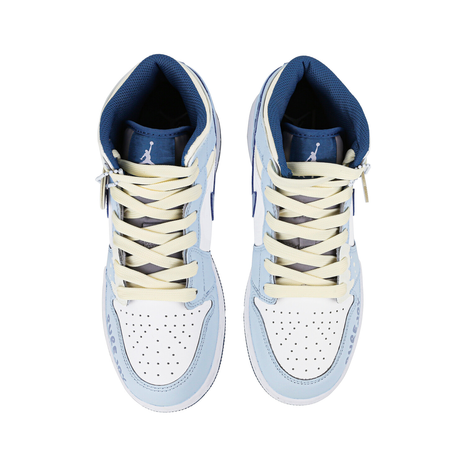Кроссовки Air JORDAN 1 Vintage Basketball Shoes Women's High-Top White Blue — фото 3