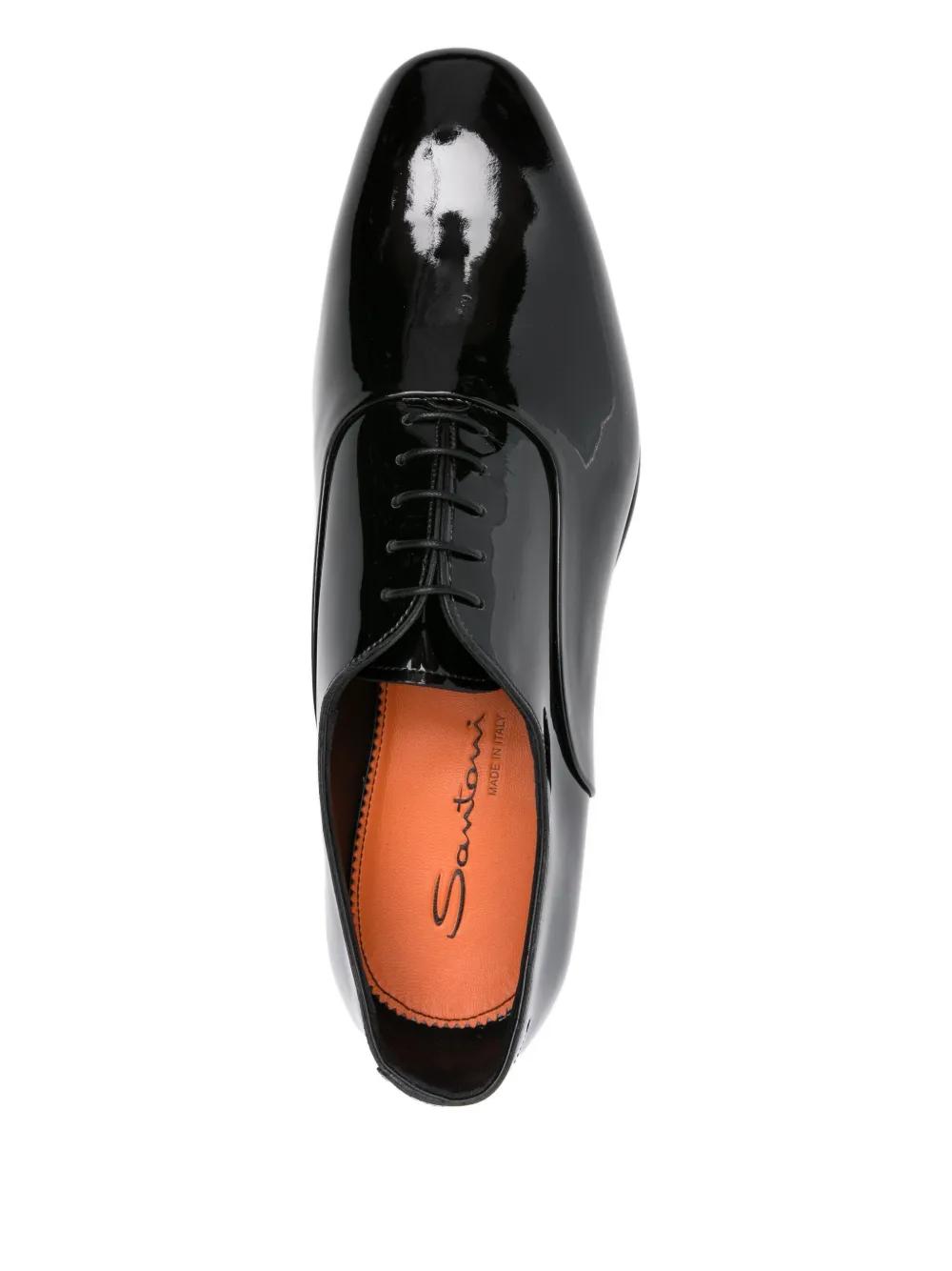 Туфли-оксфорды из лакированной кожи на шнуровке Santoni, черный — фото 4