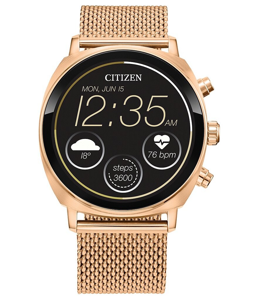 

Умные часы Citizen Unisex CZ с сетчатым браслетом из нержавеющей стали розового золота, розовый