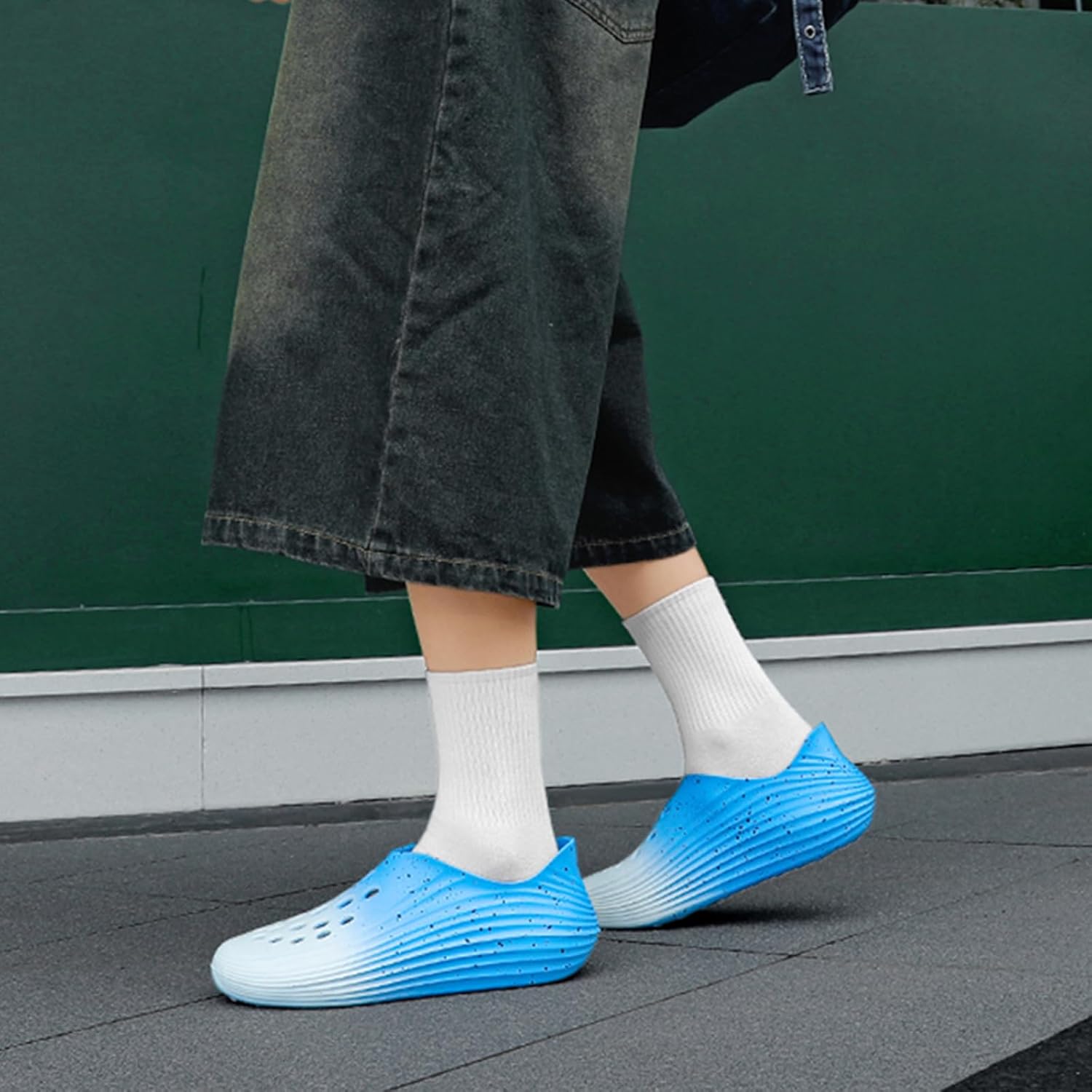 Мужские слипоны из пены с вырезами, стиль Foam Runner, легкие, прочные, из материала EVA, дышащие, мягкие пляжные сандалии с вентиляцией для мужчин Inkuil, белый/черный — фото 4