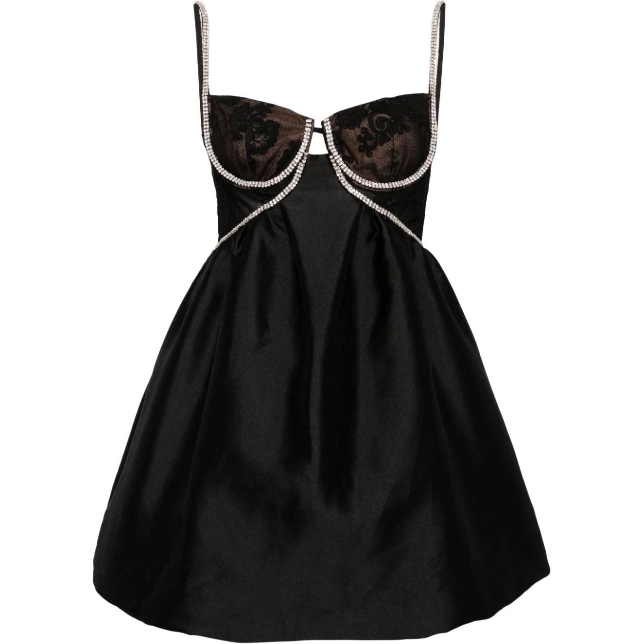 

Селфи-портрет Мини-платье из тафты с принтом "Диамант" Self-portrait, черный