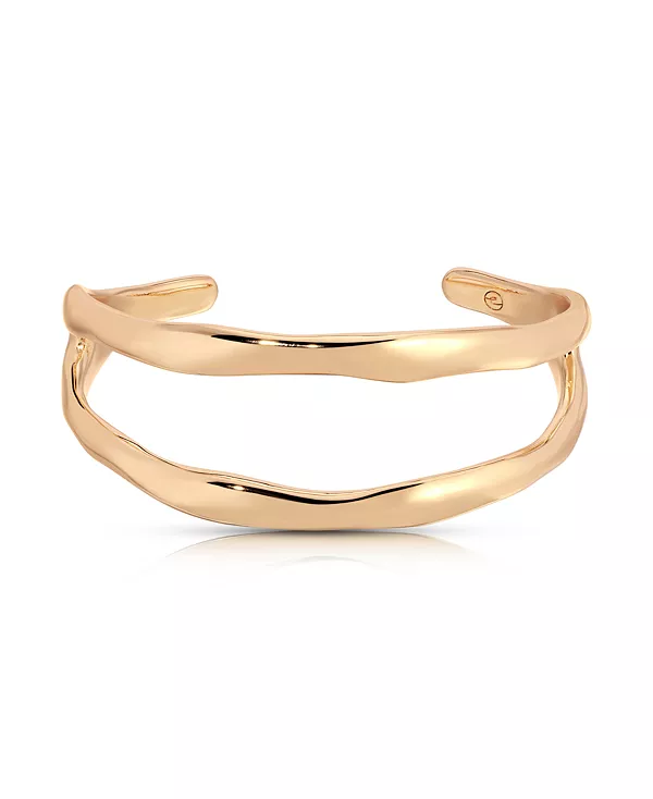 

Двойная тонкая металлическая открытая манжета Ettika, gold