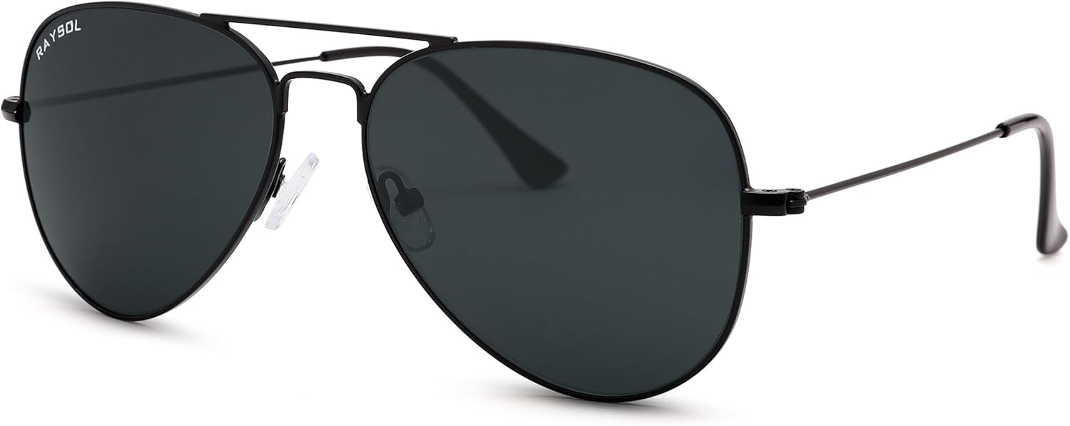 

Солнцезащитные очки-авиаторы RAY SOL с настоящими стеклянными линзами для женщин и мужчин, классическая металлическая оправа, защита от ультрафиолета UV400, Black Frame/Gray Lens