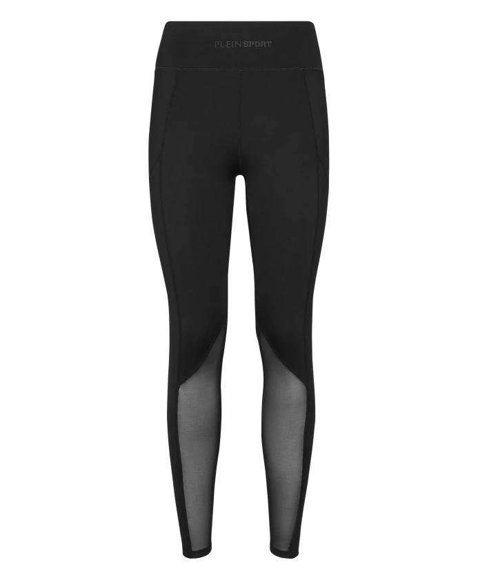 

Леггинсы с эффектом пуш-ап и разноразмерной вставкой Plein Sport, черный